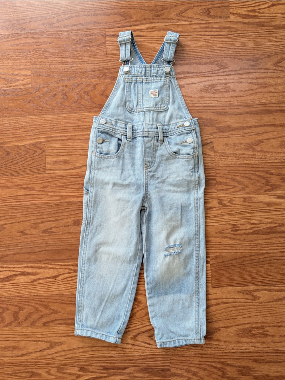 Old Navy Light Blue Denim Kids Overalls with Knee Rip